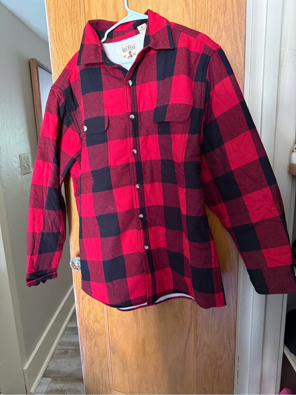 RedHead Sherpa-Lined Plaid Long-Sleeve Shirt for Men Large
